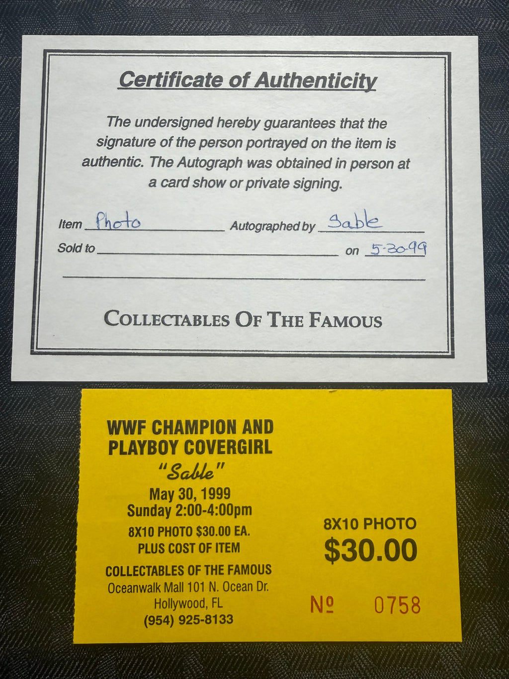 Sable signed 8x10 w/ COA