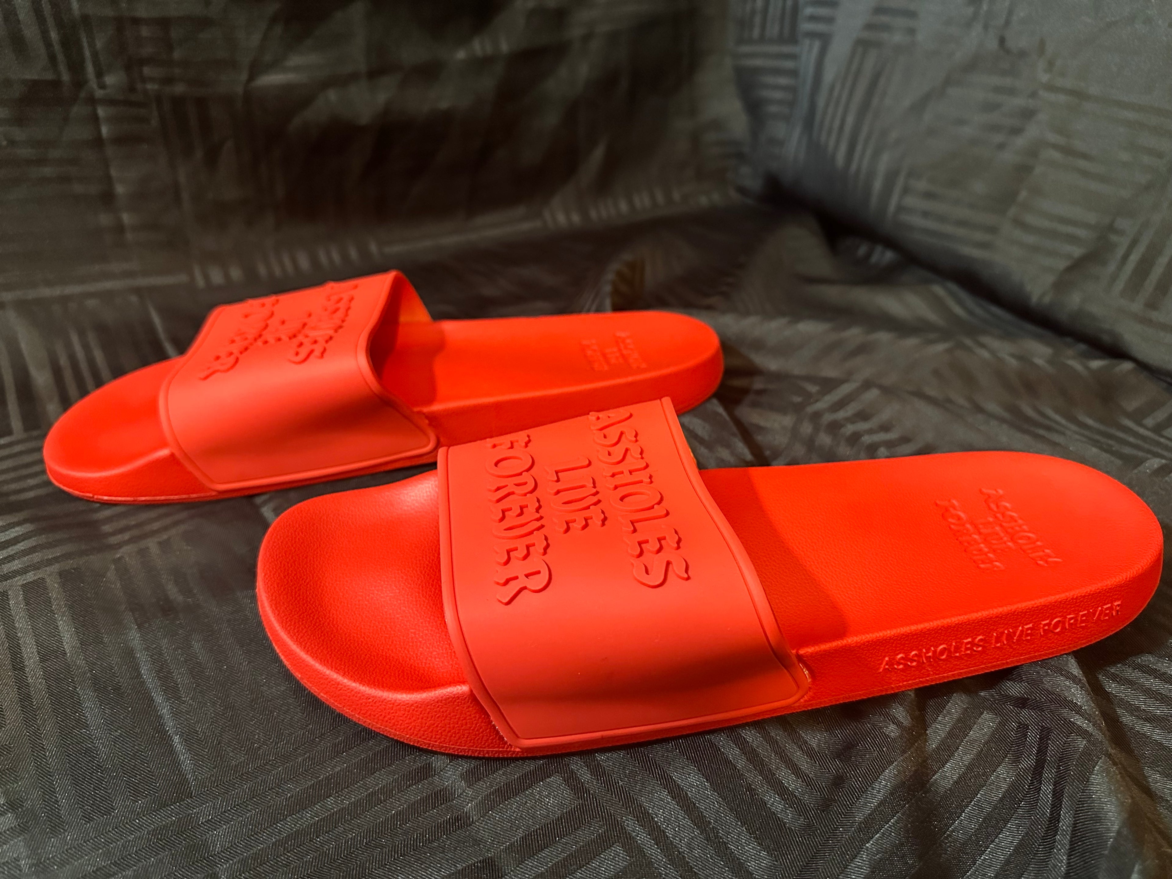 Assholes Live Forever Red Slides Size 11
