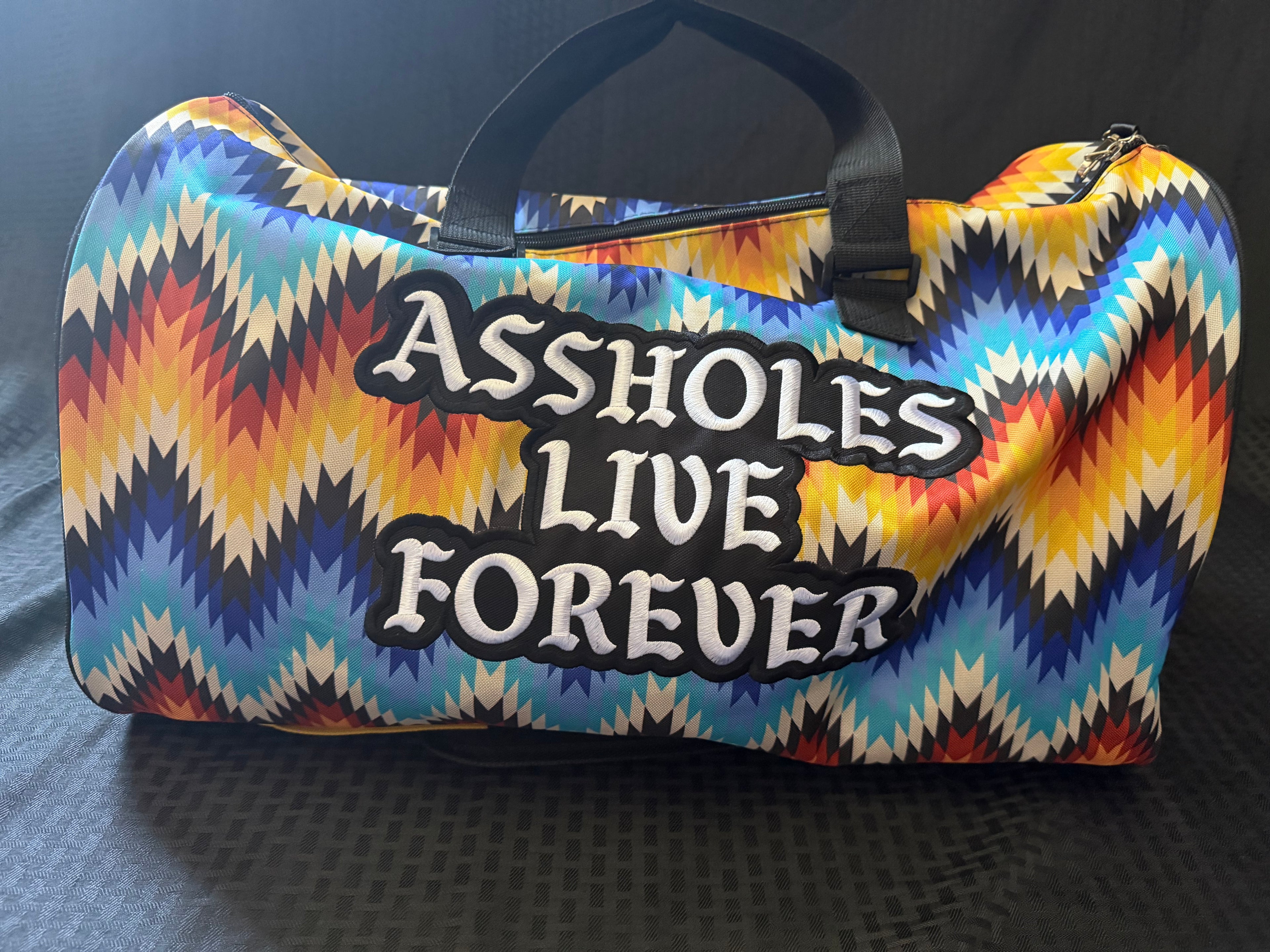 Assholes Live Forever Aztec Duffel Bag