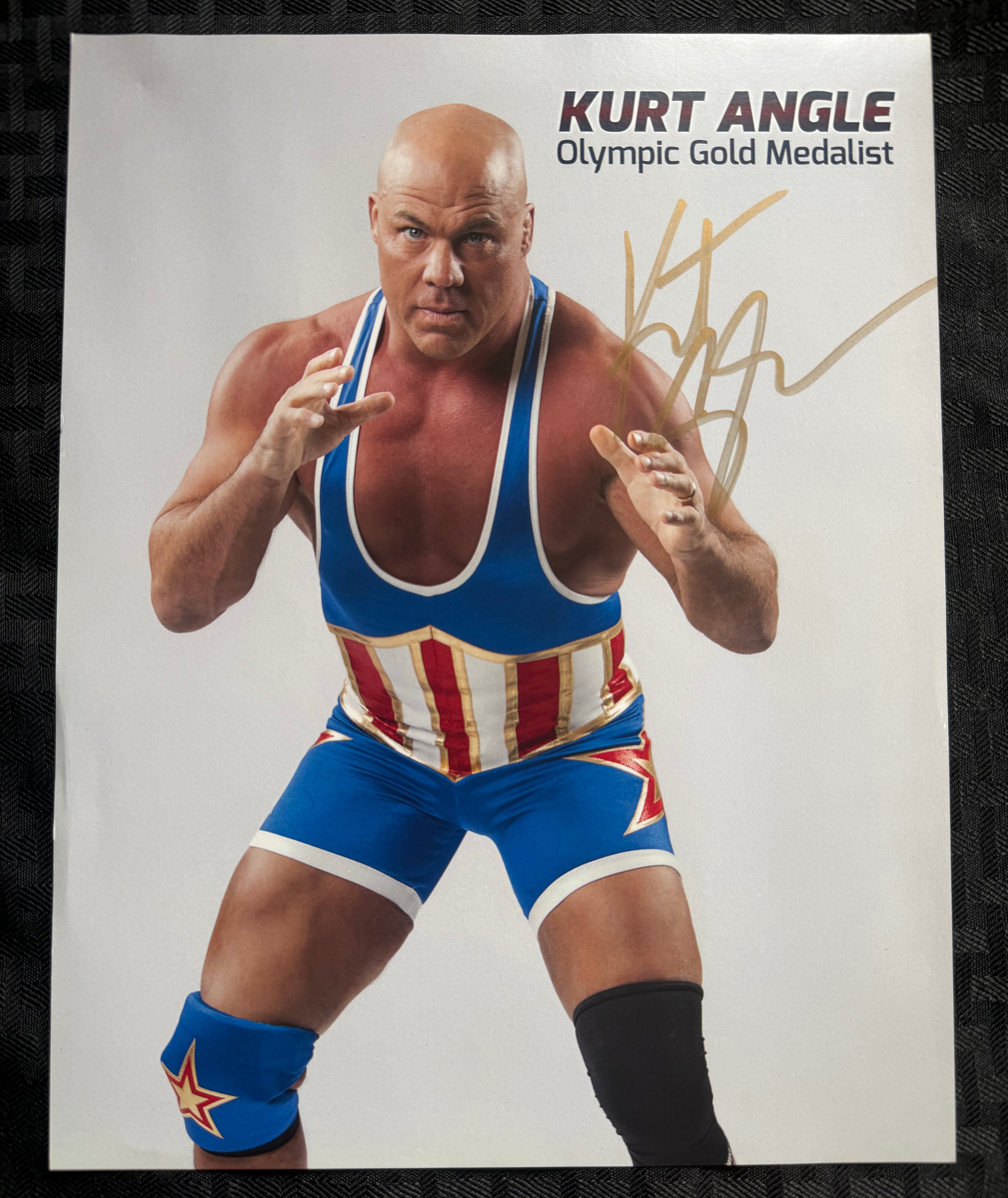 Kurt Angle signed 8x10 (Damaged)