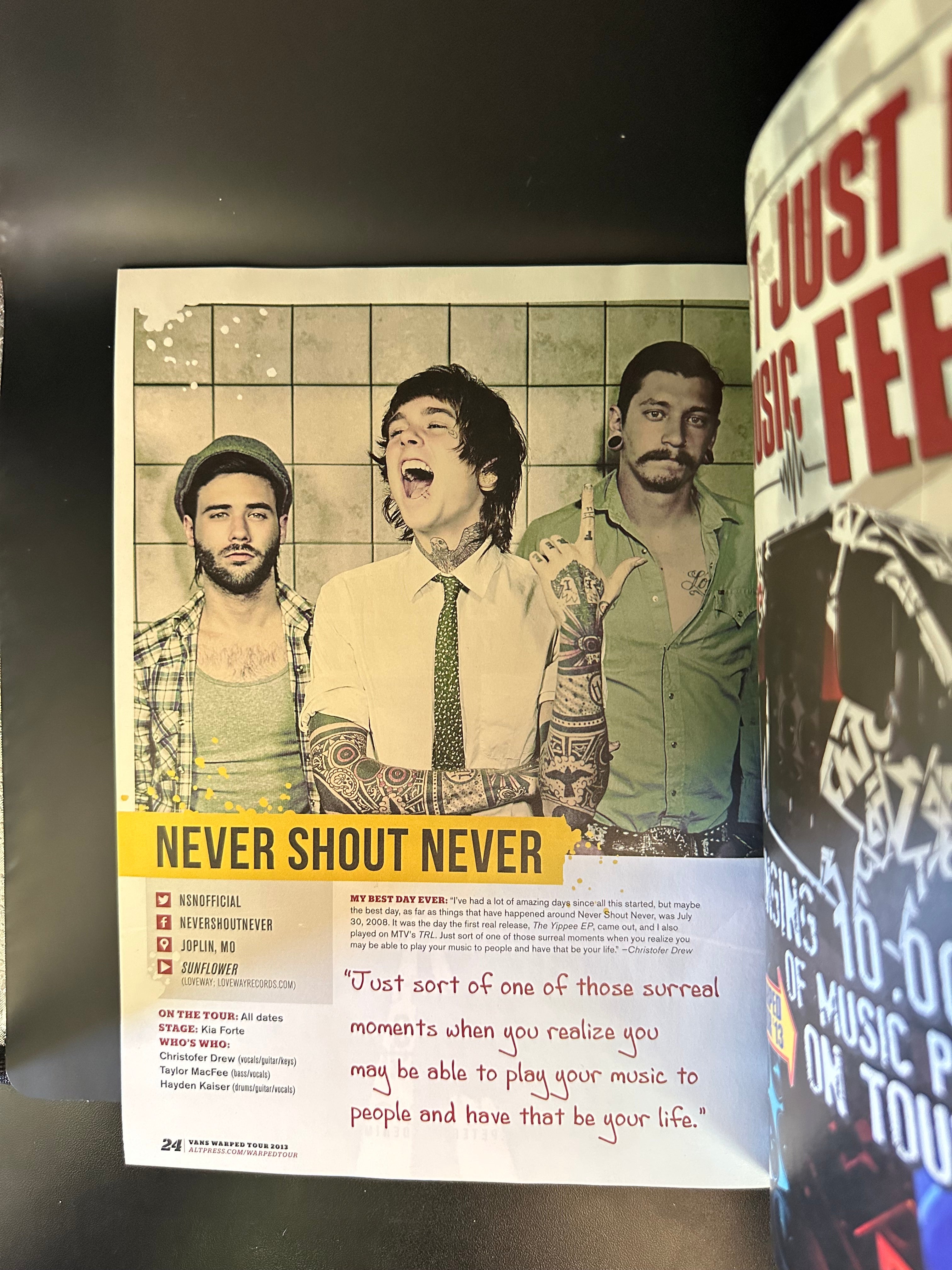 Warped Tour 2013 Official Program
