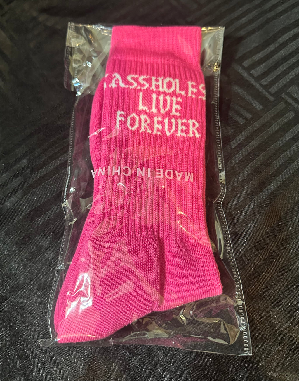 Assholes Live Forever Pink Crew Socks
