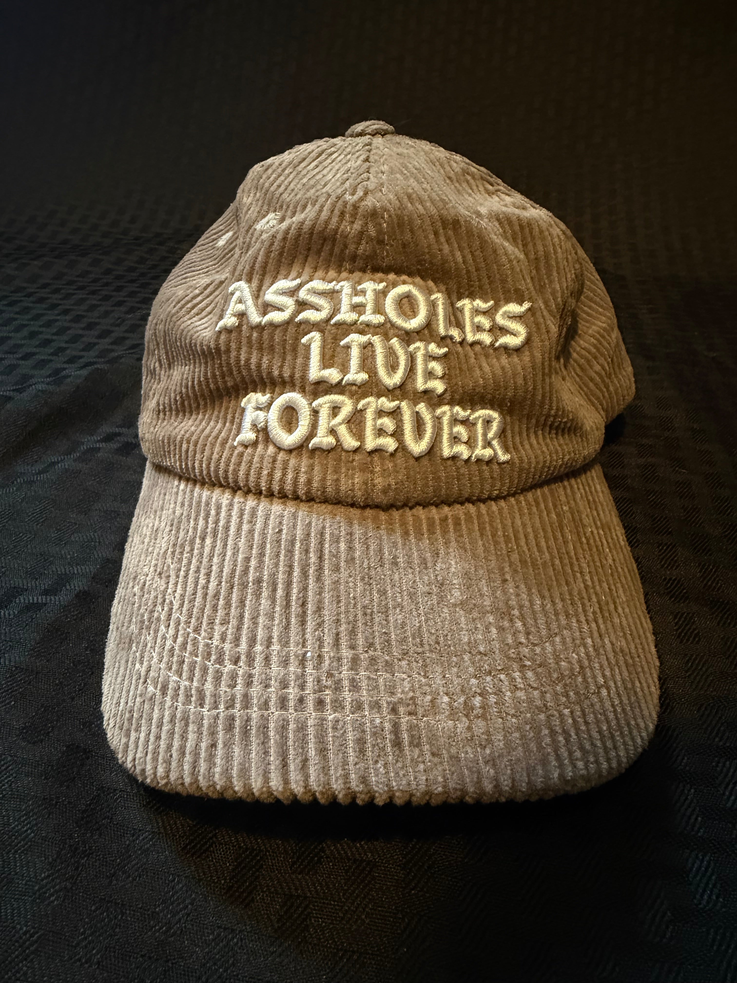Assholes Live Forever Beige Corduroy Hat